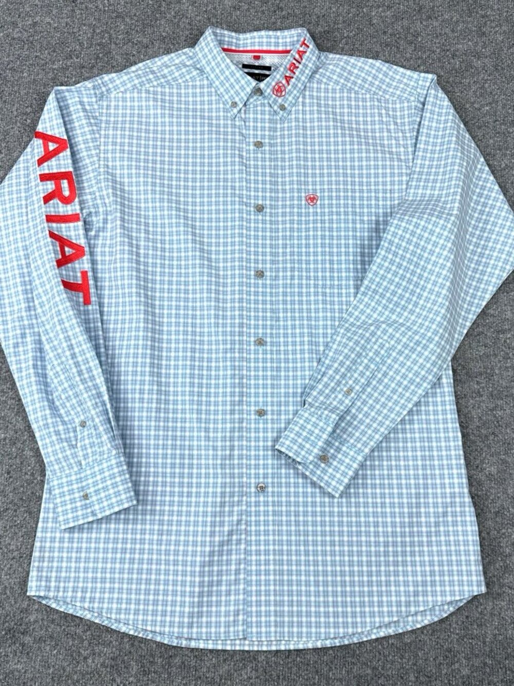 Ariat Pro Series Hylton Fitted LS Shirt Men's L Blue Plaid